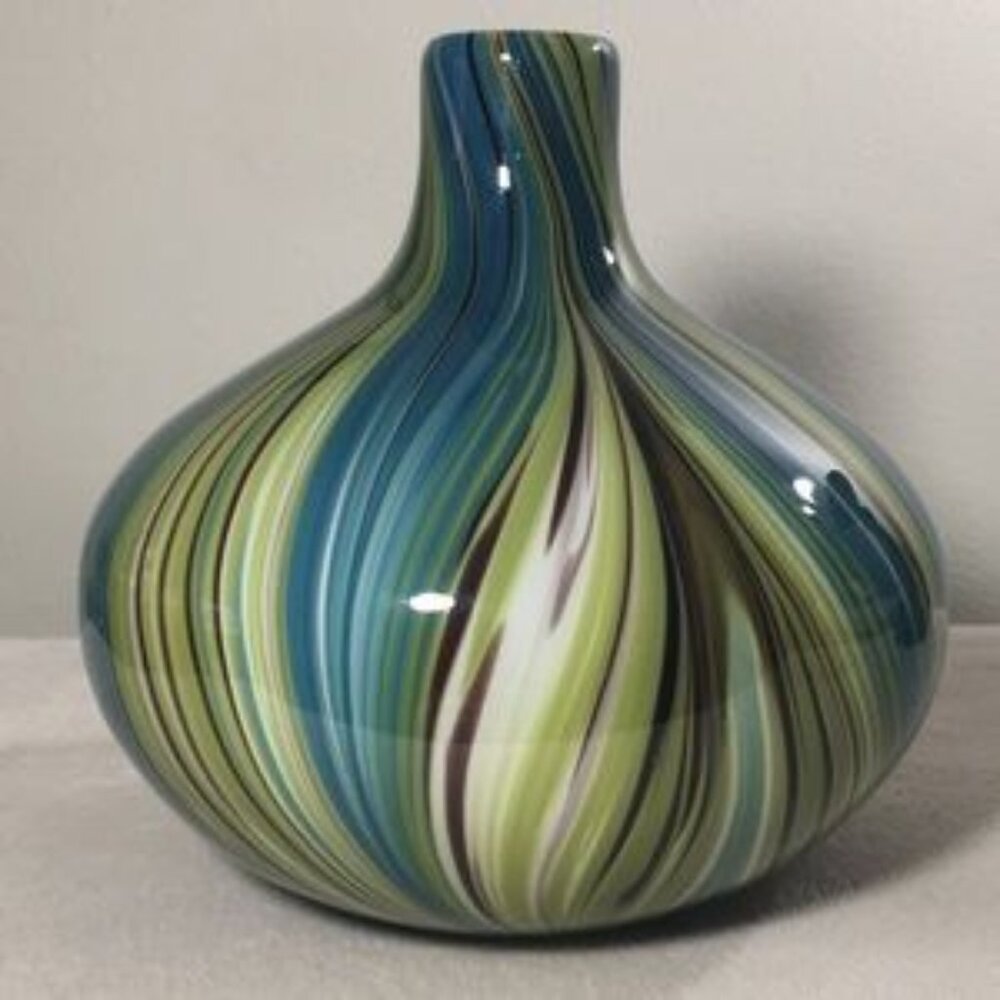 Striped Blown Glass Vase